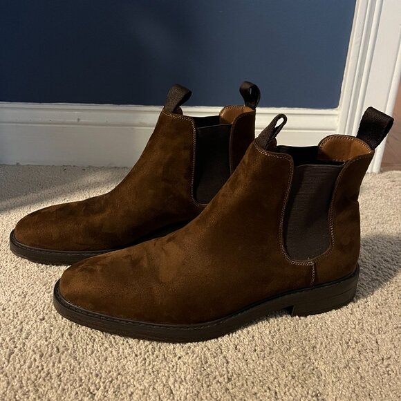 H&M Dark Brown Real Suede Ankle Chelsea Boots - Picture 3 of 4